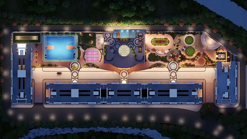 Nivasa Green City landscaped podium render, Dombivli East